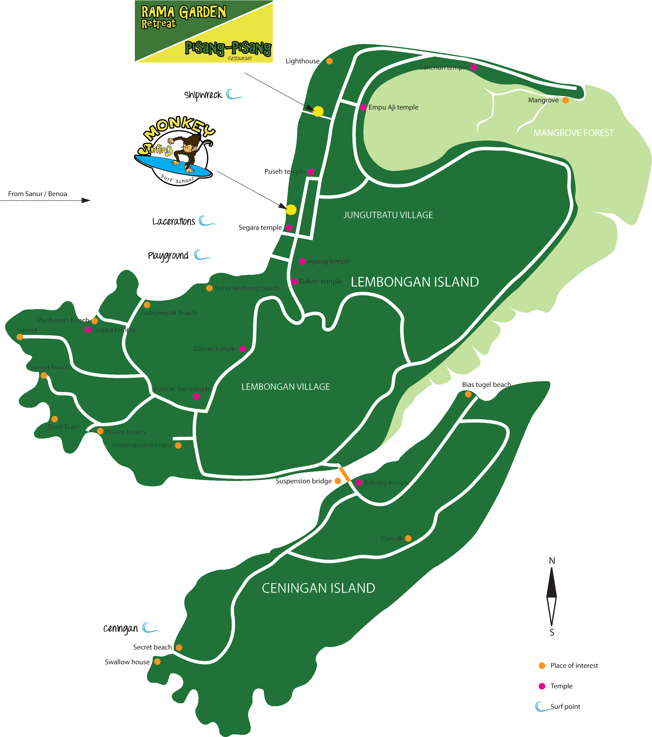 1 Download Nusa Lembongan Map - Nusa Lembongan Road Map (2395x2704), Png Download