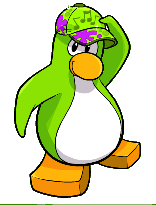 Green Music Splatter Hat Penguin - Adã©lie Penguin (310x408), Png Download