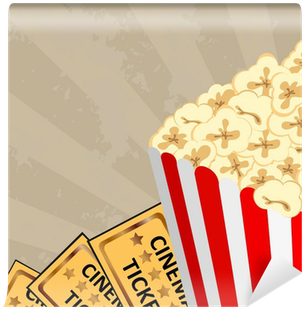 Popcorn And Tickets, Vector Illustration Wall Mural - Vector Graphics (400x400), Png Download