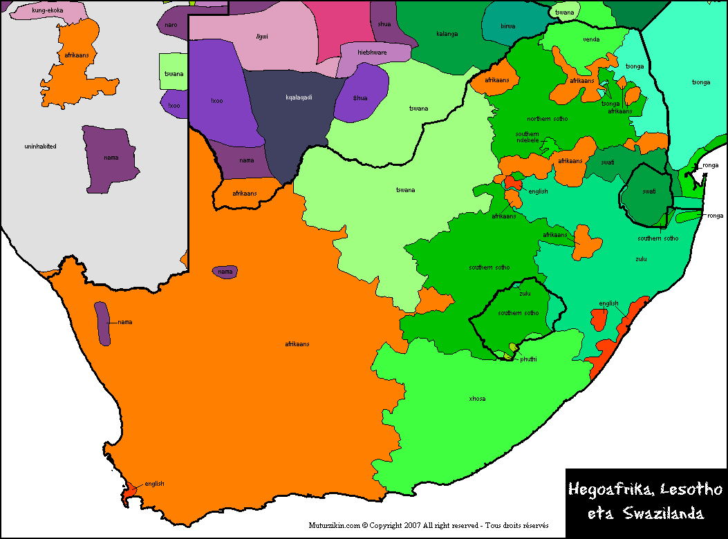 South Africa - South Africa Language Map (1053x780), Png Download