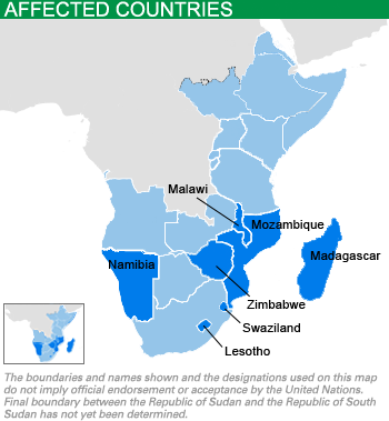 Map Of Southern Africa El Niño/la Niña Criris Affected - Rwanda And Burundi Map (350x379), Png Download