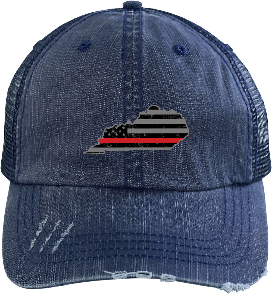 Kentucky Thin Red Line Hat Firefighter Hat - Bad Ass With A Good Ass Distressed Trucker Cap (1155x1155), Png Download