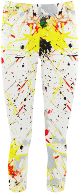 Yellow & Black Paint Splatter Capri Legging - Leggings (500x500), Png Download