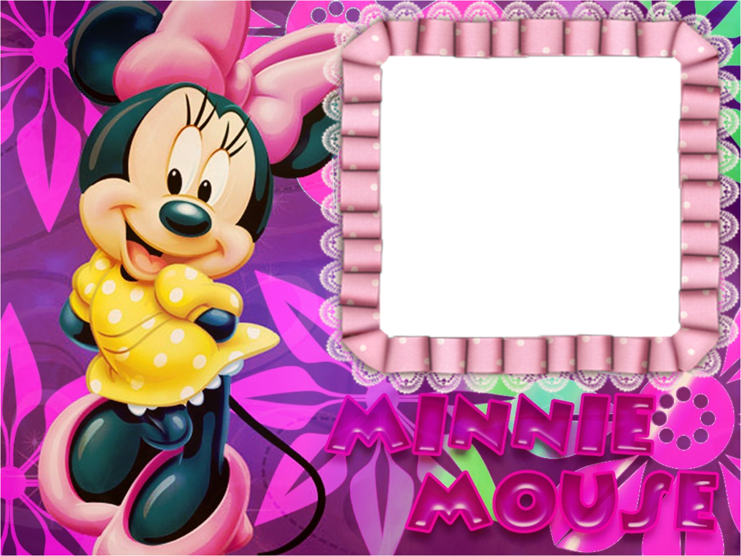 Jp Molduras Digitais - Minnie Mouse Purple Blingee (1502x1127), Png Download