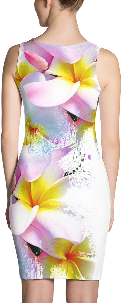 Hawaiian Baby Pink Plumeria Flower Impressionism Art - South Carolina Gamecocks Cut & Sew Dress - Women (1000x1000), Png Download