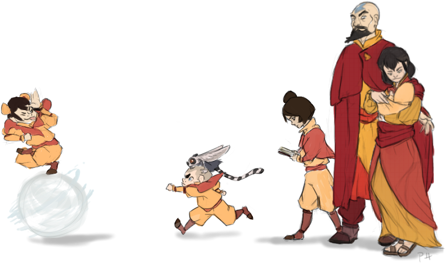 “ A Little Transparent Tenzin Family - Cartoon (900x599), Png Download