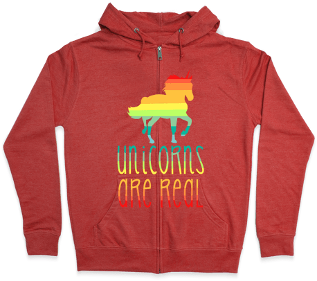 Rainbow Unicorns Are Real Zip Hoodie - Hoodie (484x484), Png Download