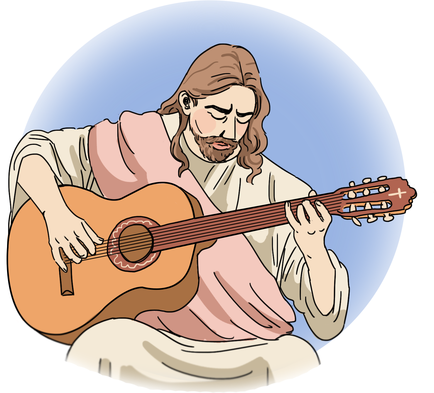 How To Write A Christian Rock Song In 5 Easy Steps - Jesus With Guitar Cartoon (1600x1480), Png Download