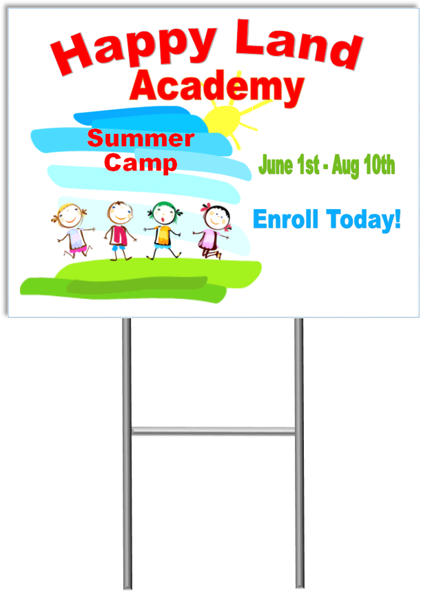 Child Care Business Cards, Child Care Folders, Child - Yard Signs Preschool (615x865), Png Download