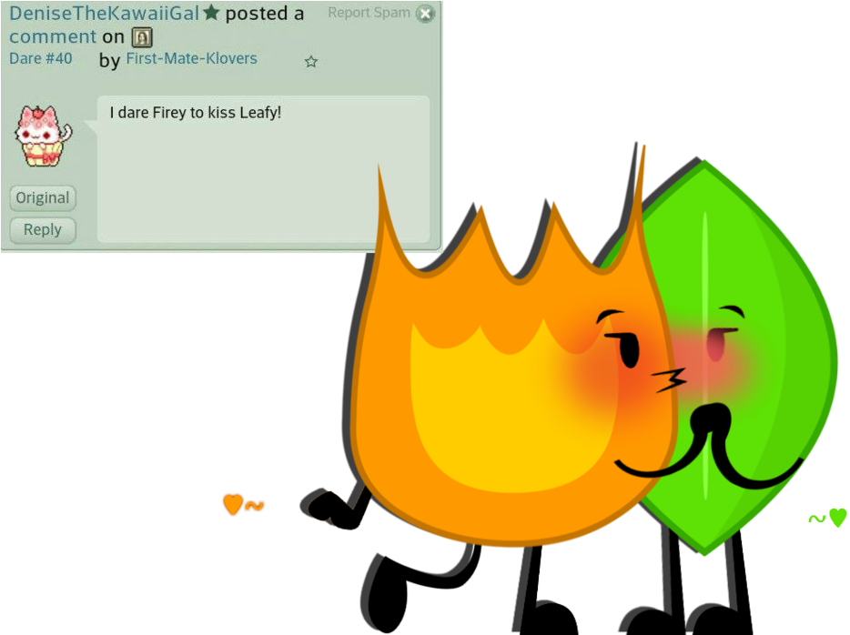 Dare 45 By First Mate Klovers-d8cjh1j - Bfdi Firey X Leafy (1024x697), Png Download