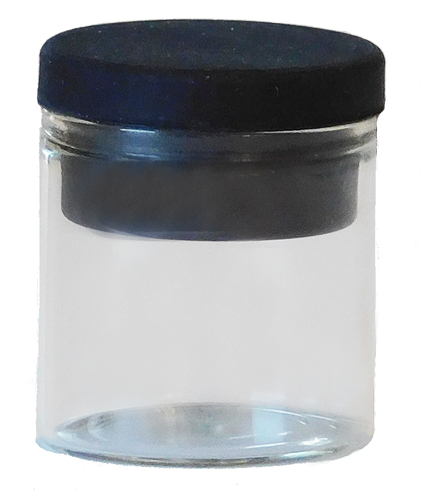 10ml Concentrate/cream Glass Jar-black Silicon Lid - Jar (881x1007), Png Download