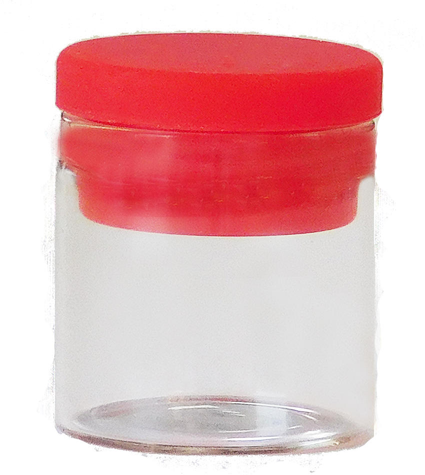10ml Concentrate/cream Glass Jar-red Silicon Lid - Jar (882x950), Png Download