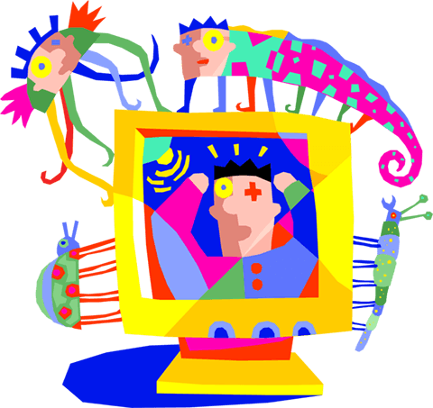 Computer Monitor With Insects On It Royalty Free Vector - H H Beam Elementary School (480x453), Png Download