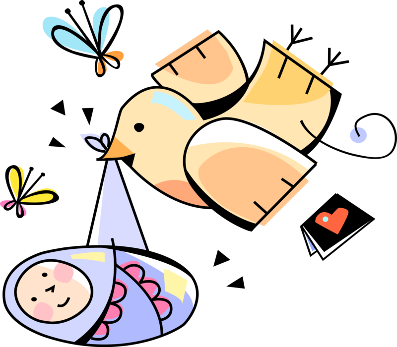 Vector Illustration Of Flying Bird Delivers Newborn - Perinatal Social Worker Mug (800x700), Png Download