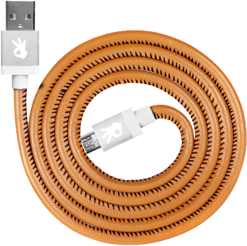 Brown Genuine Leather Lightning Cable - Garden Hose (614x593), Png Download
