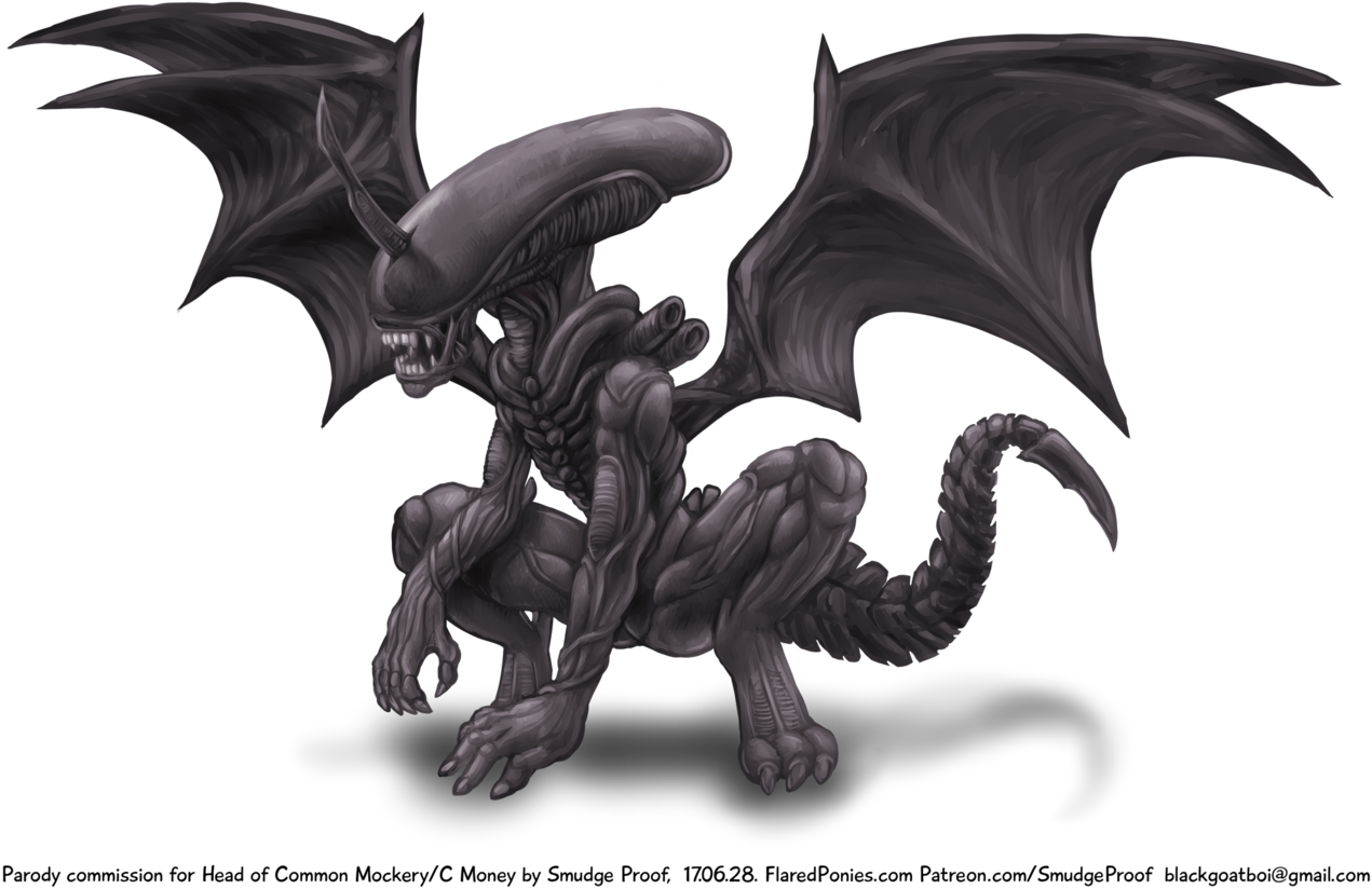 Smudge Proof, Barely Pony Related, Commission, Hybrid, - Winged Xenomorph (1280x915), Png Download