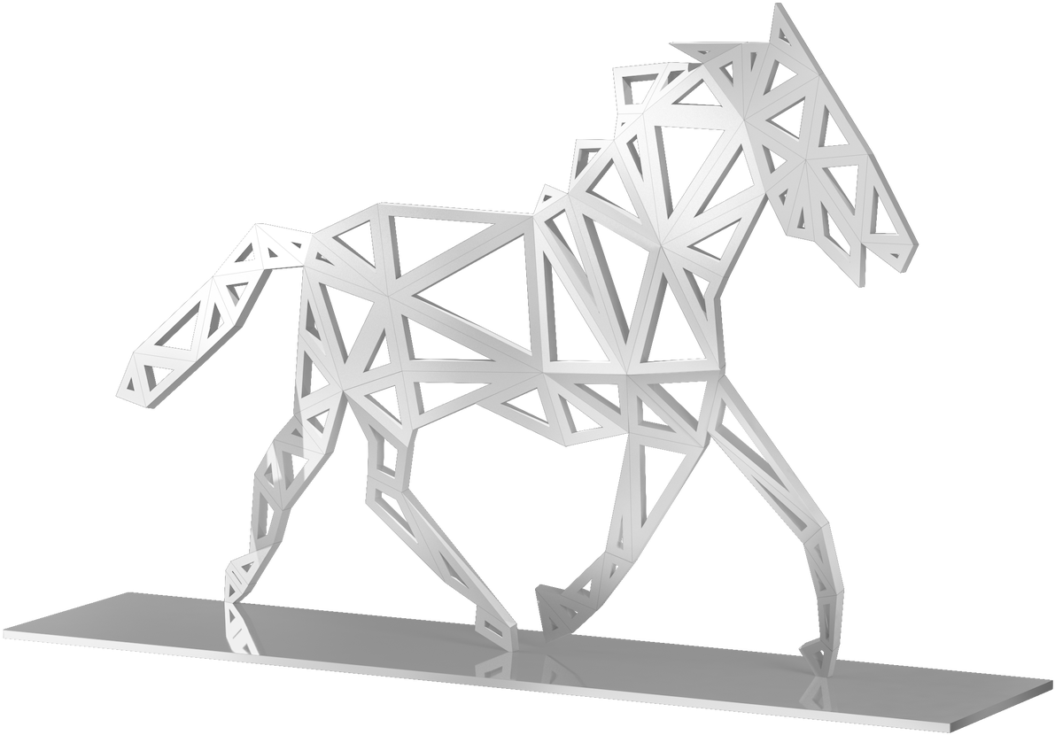 Modern Silver Trotting Horse Mustang Animal Garden - Statue Modern (1280x876), Png Download