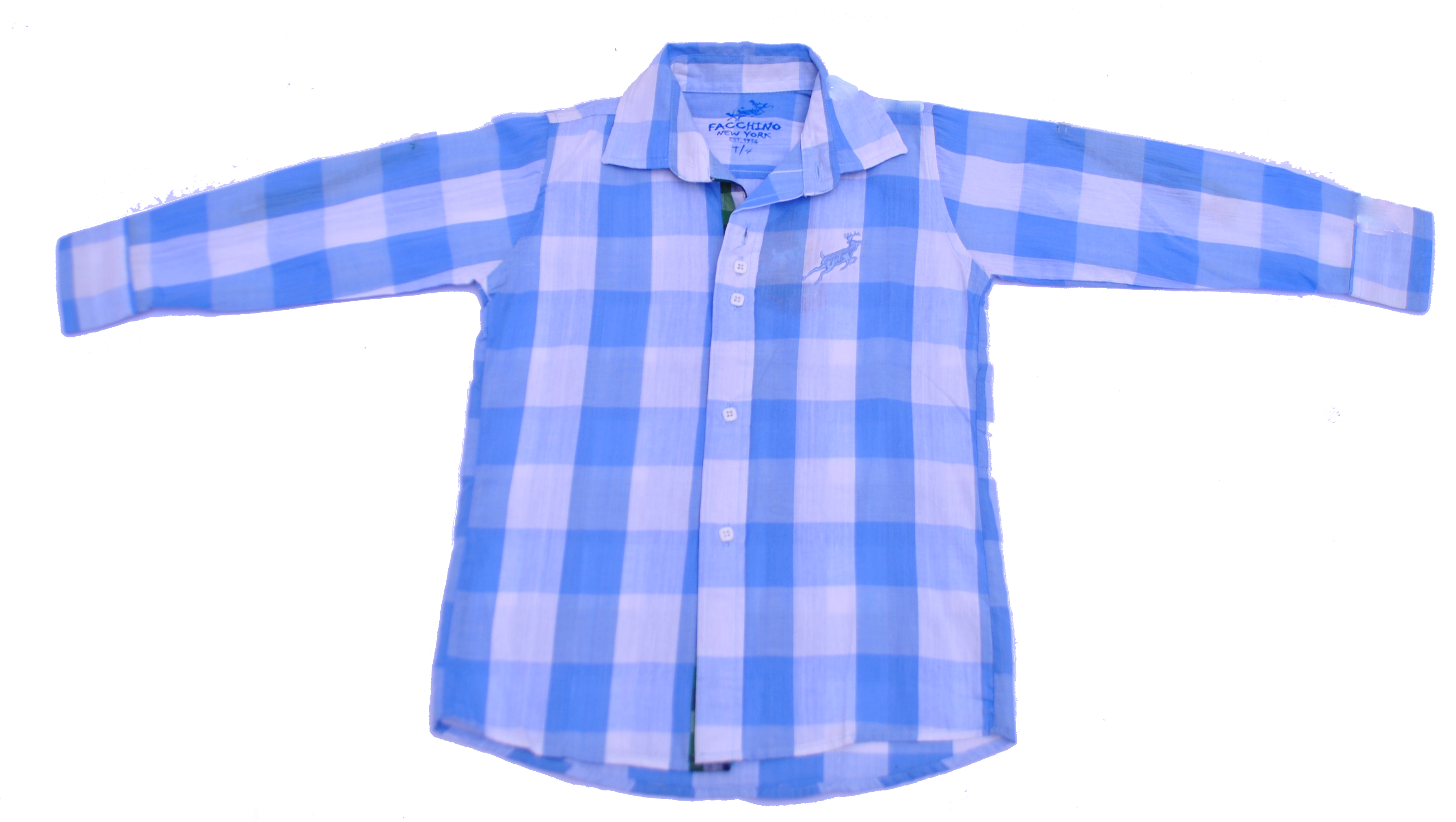 Camisa Cuadros Azul Celeste - Long-sleeved T-shirt (3586x2106), Png Download