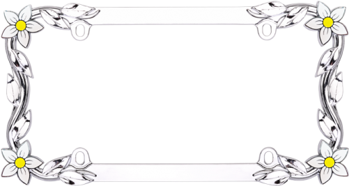Custom Flowers And Vine License Plate Frame - Cruiser Accessories 19130 Chrome 'daisy' License Frame (500x500), Png Download