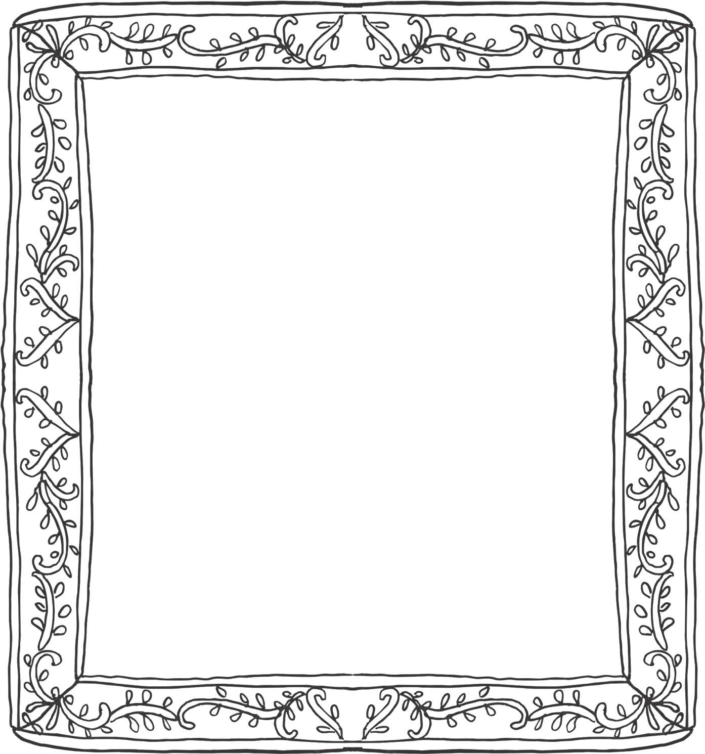 Vine Frame Border - Cadre Decoratif (1490x1600), Png Download