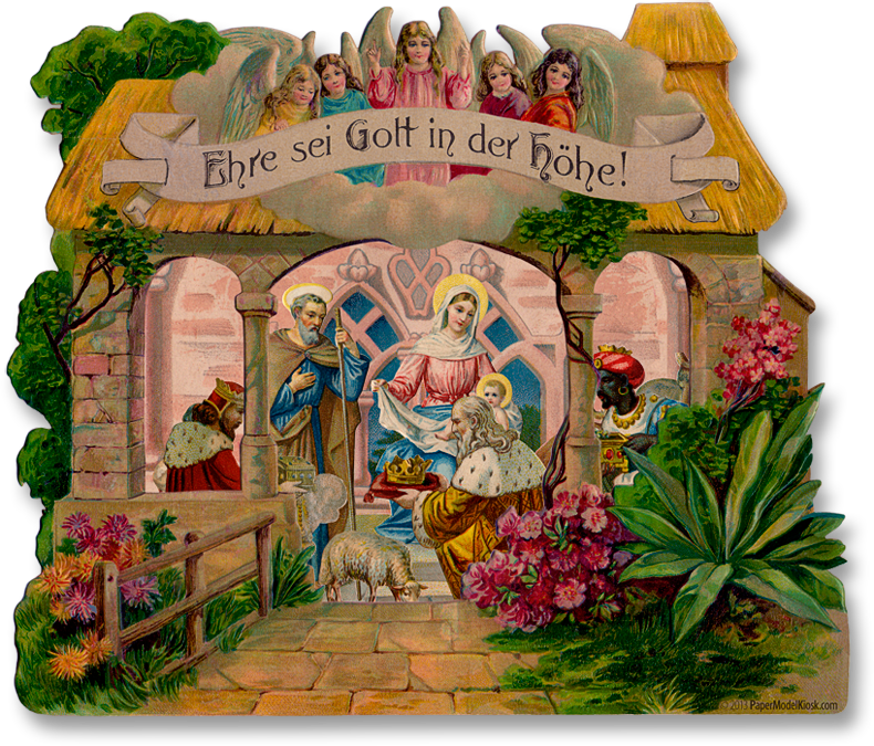 A Vintage Paper Nativity In Desperate Need Of Some - Nativity Necklace, Vintage Christmas Nativity, Christmas (790x675), Png Download