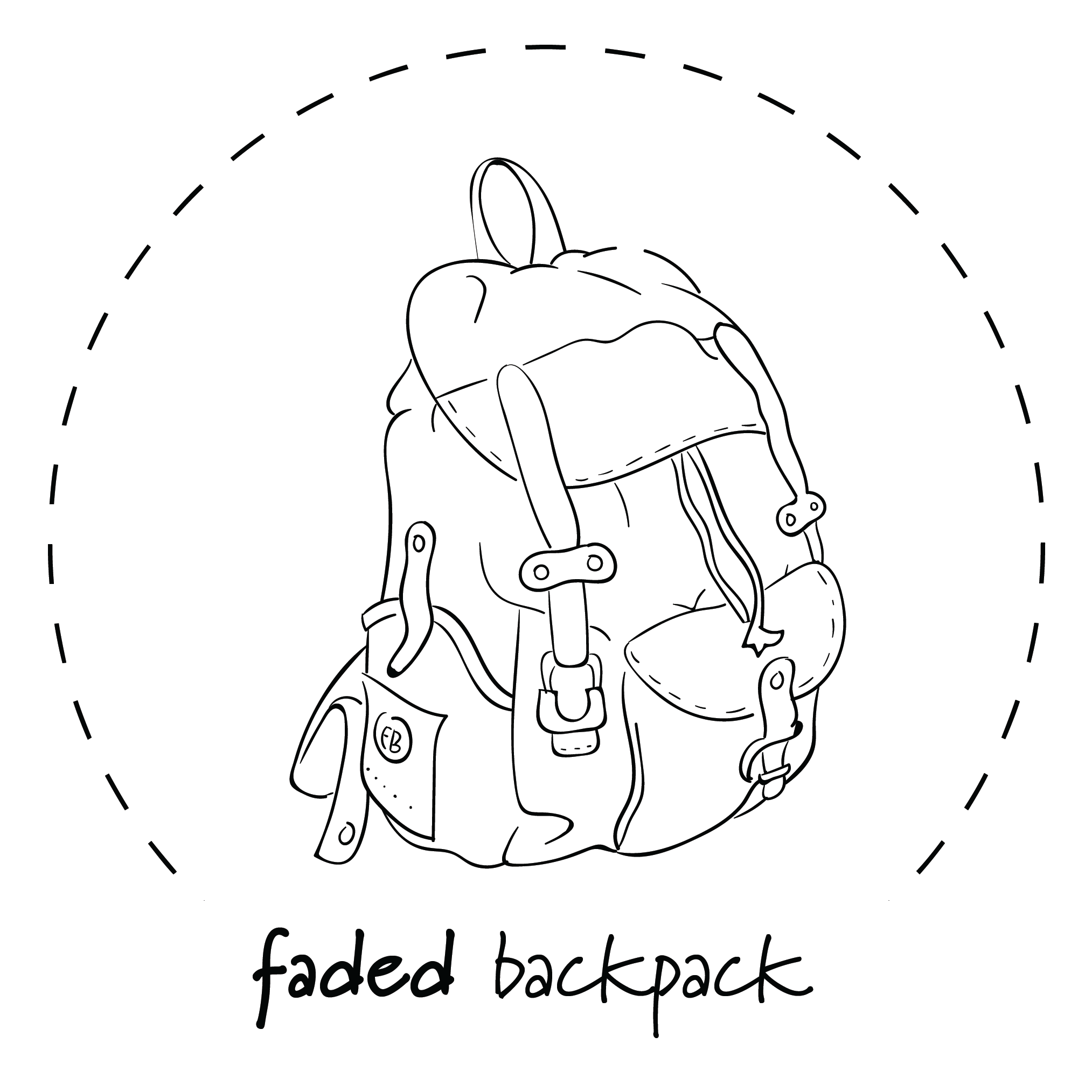 Faded Backpack - Cartoon (2667x2667), Png Download