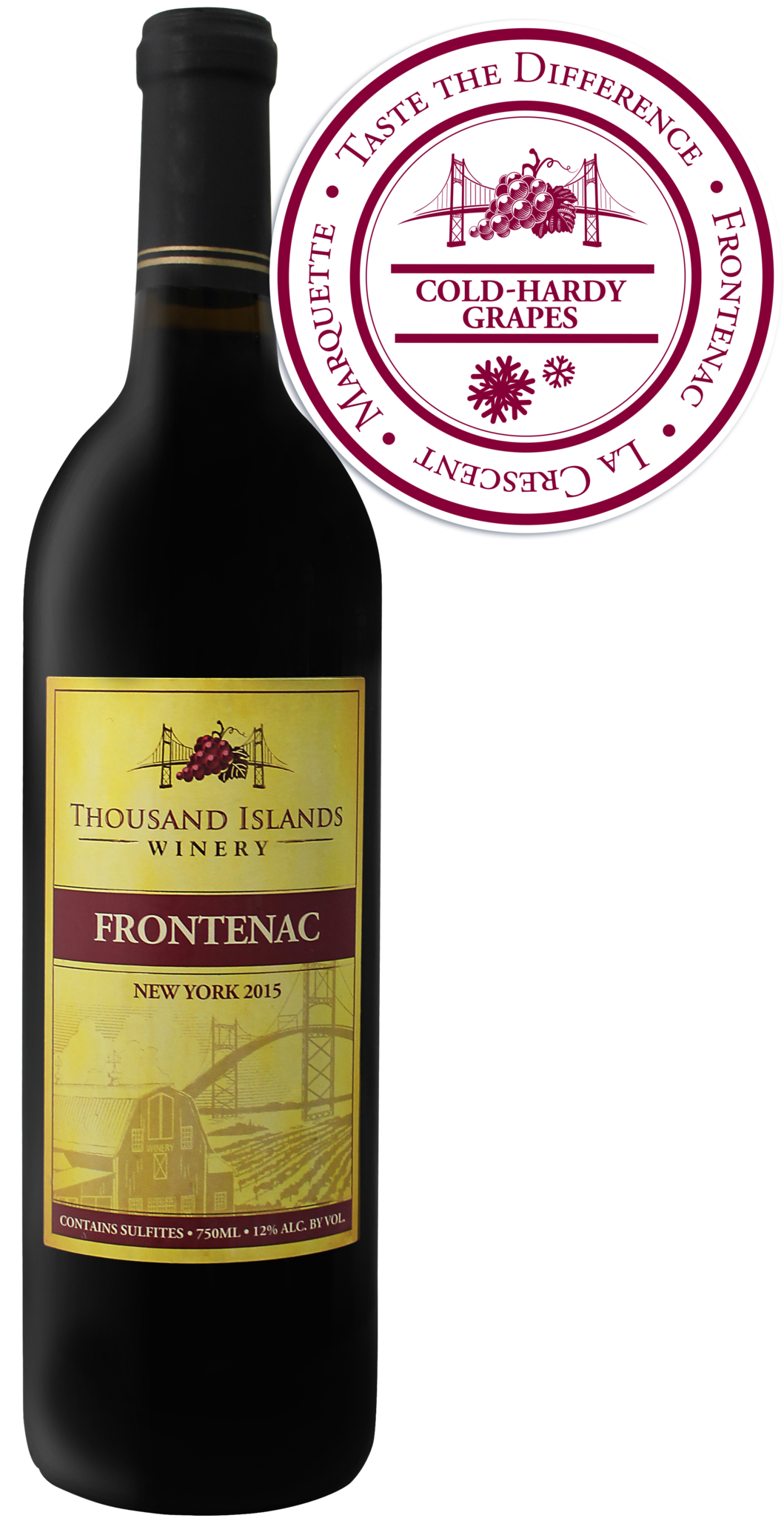 Photo Of 750 Ml Frontenac Bottle With Cold-hardy Grape - Thousand Islands Winery Frontenac (1097x2048), Png Download