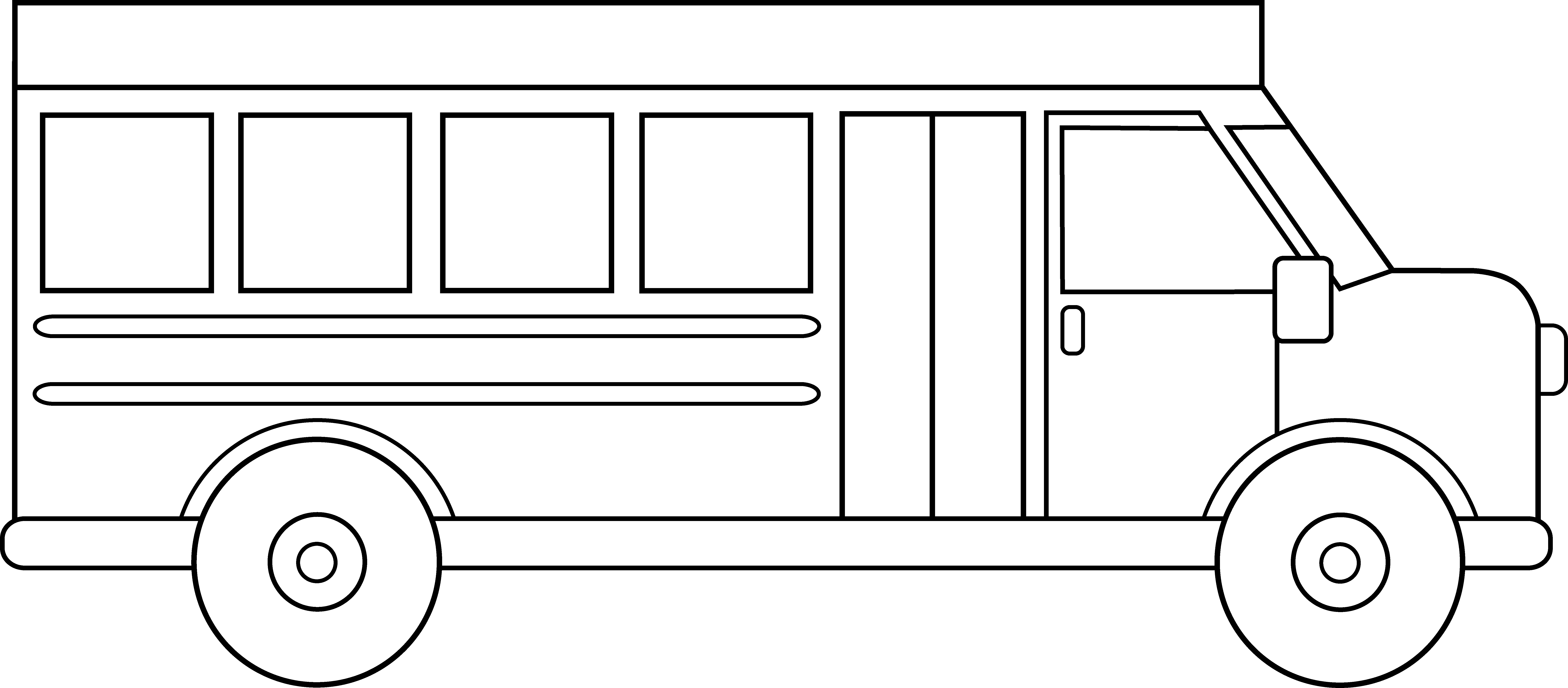 School Bus Line Art - School Bus Png White (8366x3671), Png Download
