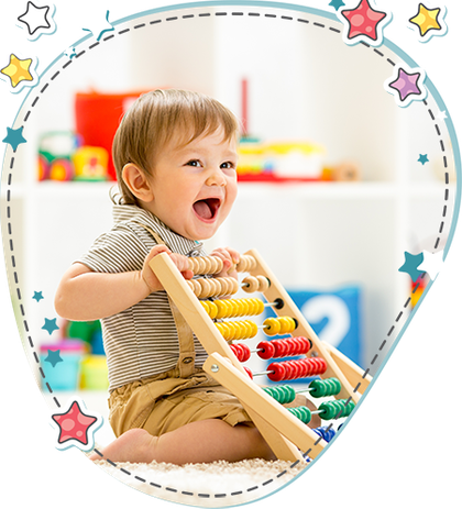 Child Boy Playing With Abacus - 12 24 Month Baby (420x463), Png Download