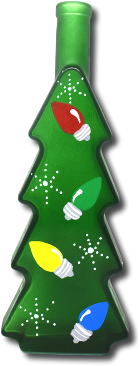 Hand Painted Christmas Tree Bottle Colored Light Bulbs - Wine (600x800), Png Download