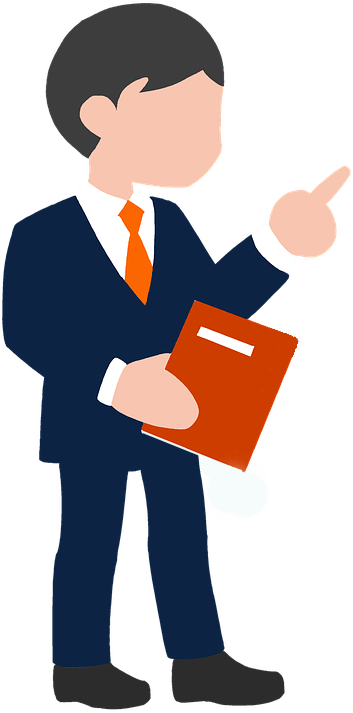 Evaluation Presenter - Man In Suit Png Cartoon (353x713), Png Download