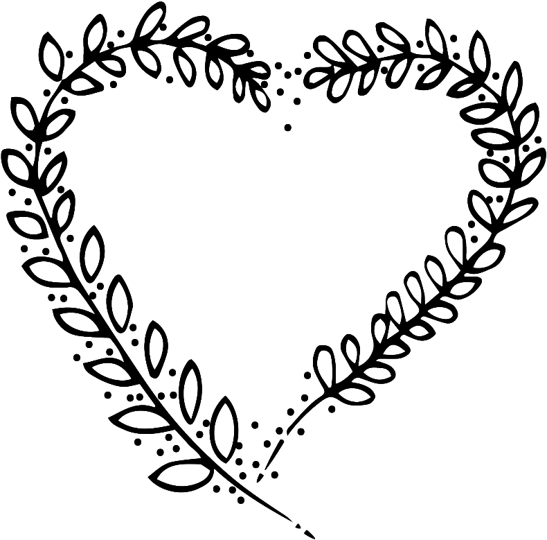 Blanco Y Negro Pintado A Mano En Forma De Corazon Amor - Vector Graphics (1024x1024), Png Download