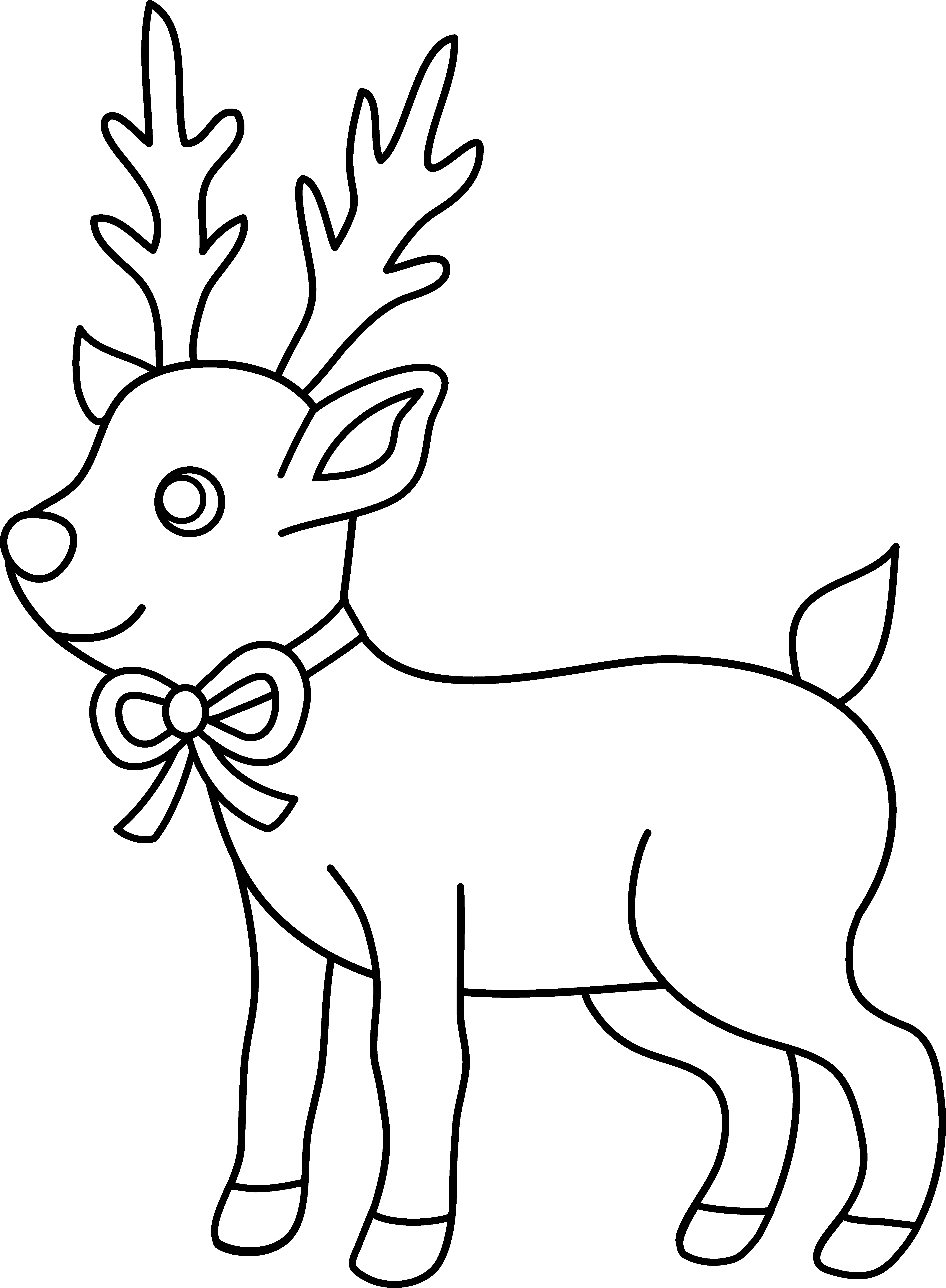 Christmas Reindeer Coloring Page - Christmas Coloring Pages To Print Cute (5097x6940), Png Download