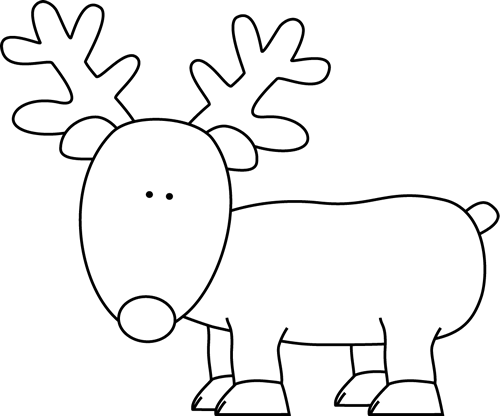 Reindeer Clipart Black And White - Black And White Reindeer (500x416), Png Download