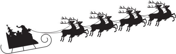 Santa With Sleigh Silhouette Transparent Png Clip Art - Santa Claus Silhouette Png (600x201), Png Download