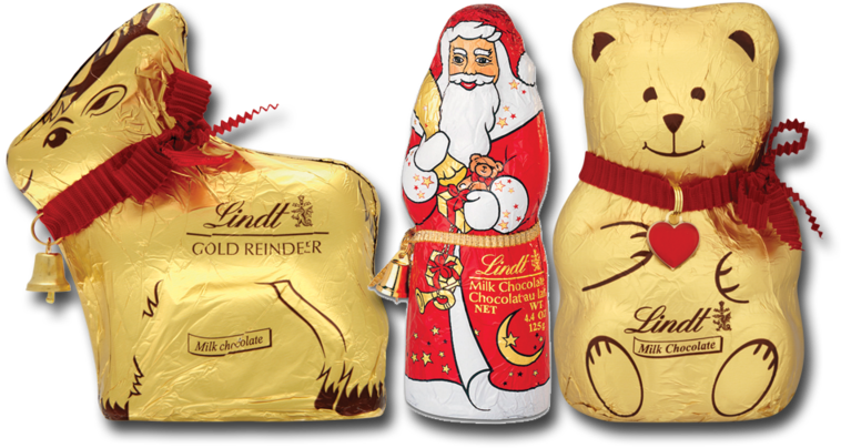 Lindt Milk Chocolate Santa/ Reindeer/ Teddy Bear - Lindt Milk Chocolate Santa (4.4 Oz) (800x800), Png Download