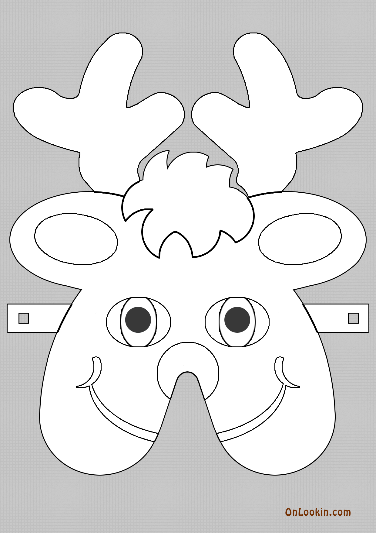 Reindeer Santa Face Mask Cut Out For Print And Colour - Santa Claus (1240x1754), Png Download