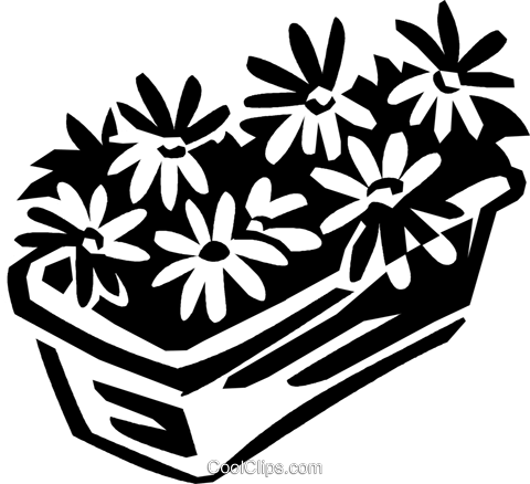 Flowers In A Flower Box - Flower Box Clopart (480x438), Png Download
