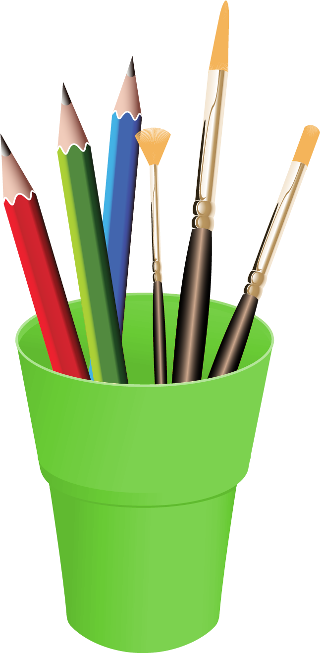 Cup Of Pencils Drawing (741x1376), Png Download