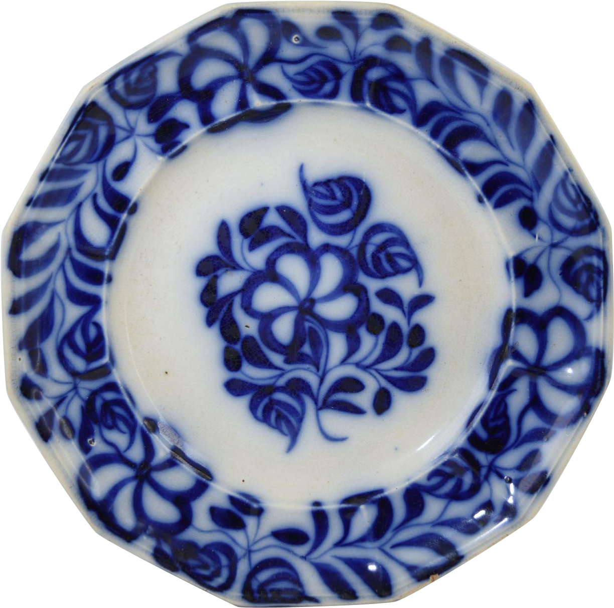 Antique Flow Blue Brush Stroke Plate 9 1/2" Five Petal - Football Manager (1223x1223), Png Download