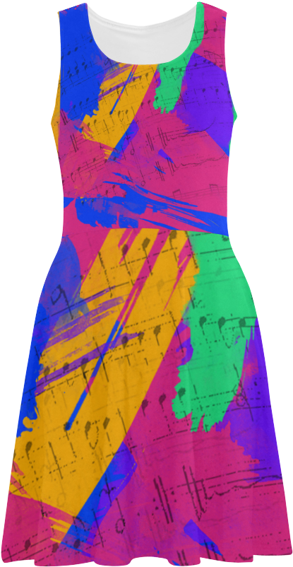 Groovy Paint Brush Strokes With Music Notes Atalanta - Day Dress (500x500), Png Download