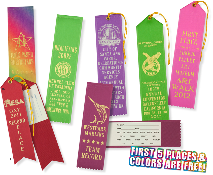 Sage/64334 - Award Ribbons - Hemmed & Pointed Tops (2" X 6 1/2" (1060x784), Png Download