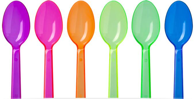 Cucharas De Plastico De Colores (700x400), Png Download