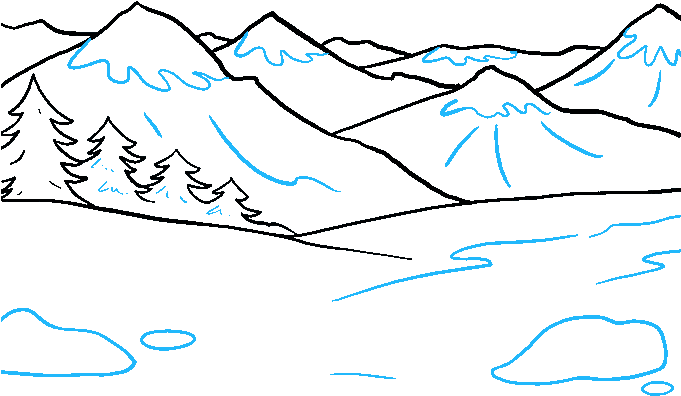 How To Draw Mountains - Draw Mountains (680x678), Png Download
