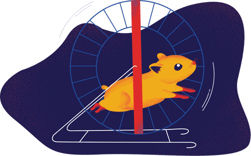 Hamster Running On Hamster Wheel - Hamster Wheel (500x312), Png Download