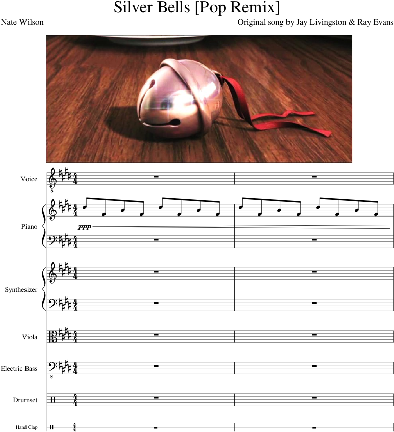 Silver Bells [pop Remix] Sheet Music Composed By Original - Document (850x1100), Png Download