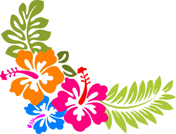 Bold Colors Clip Art At Clker Com - Black And White Hawaiian Flower (600x459), Png Download