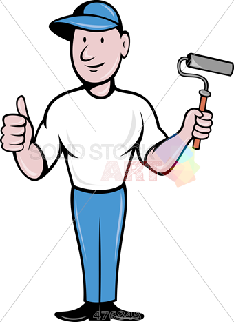 Stock Illustration Of Old Fashioned Cartoon Illustration - Cartoon Painter (340x467), Png Download
