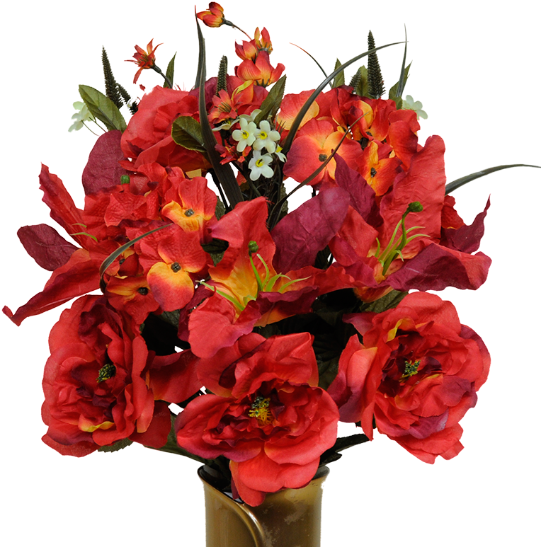 Fire Red Rose & Hydrangea Mix - Bouquet (800x800), Png Download