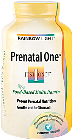 Prenatal One Multivitamin - Rainbow Light Just Once Iron Free Food Based Multivitamin (268x500), Png Download